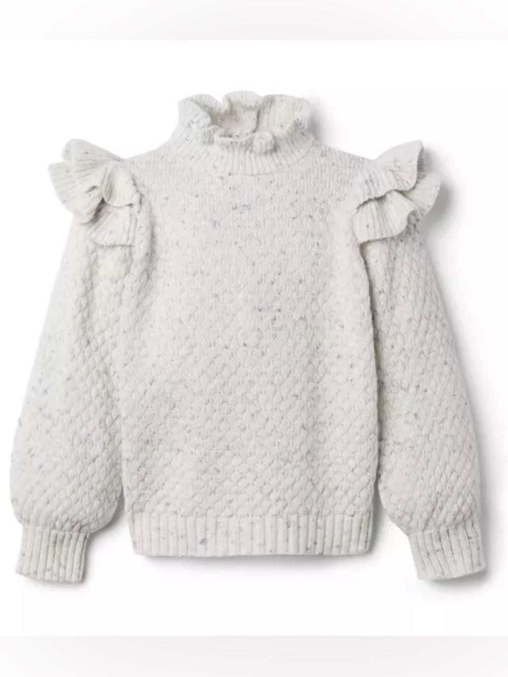Janie and Jack toddler Marled Ruffle Shoulder Sweater